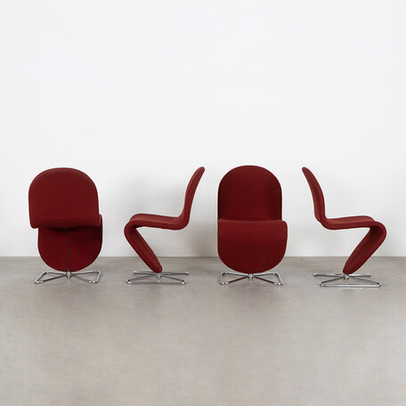 Set of 4 Verner Panton chairs 1-2-3 wool upholstered Fritz Hansen