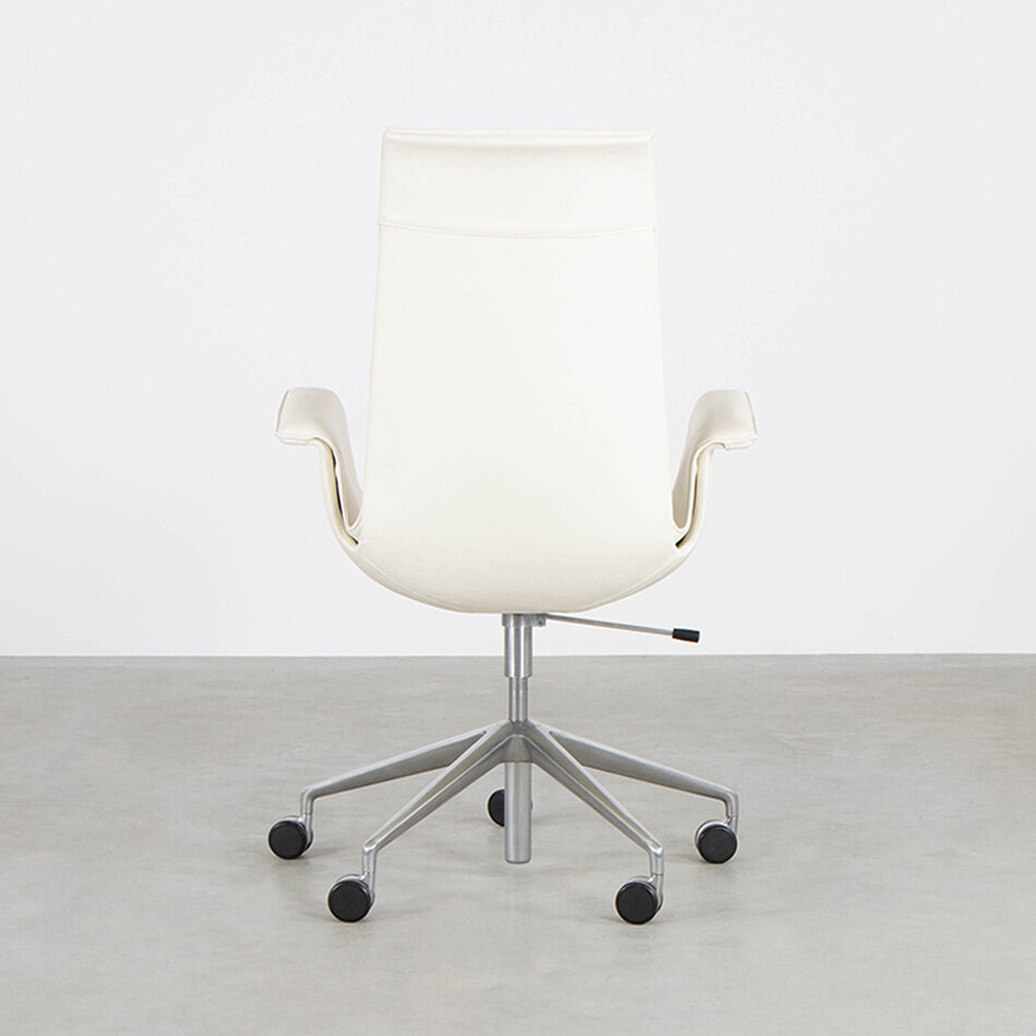 Fabricius en Kastholm FK tulip bureaustoel wit creme leer Walter Knoll