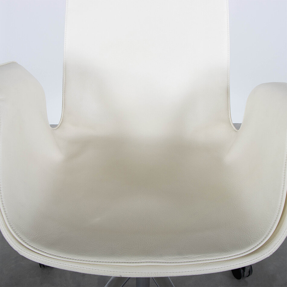 Fabricius and Kastholm FK Tulip Desk Chair White Cream Leather Walter Knoll