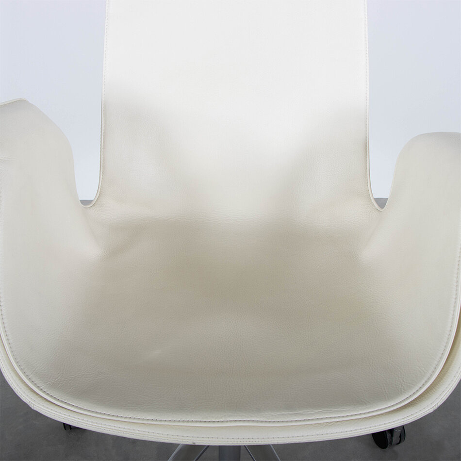 Fabricius en Kastholm FK tulip bureaustoel wit creme leer Walter Knoll