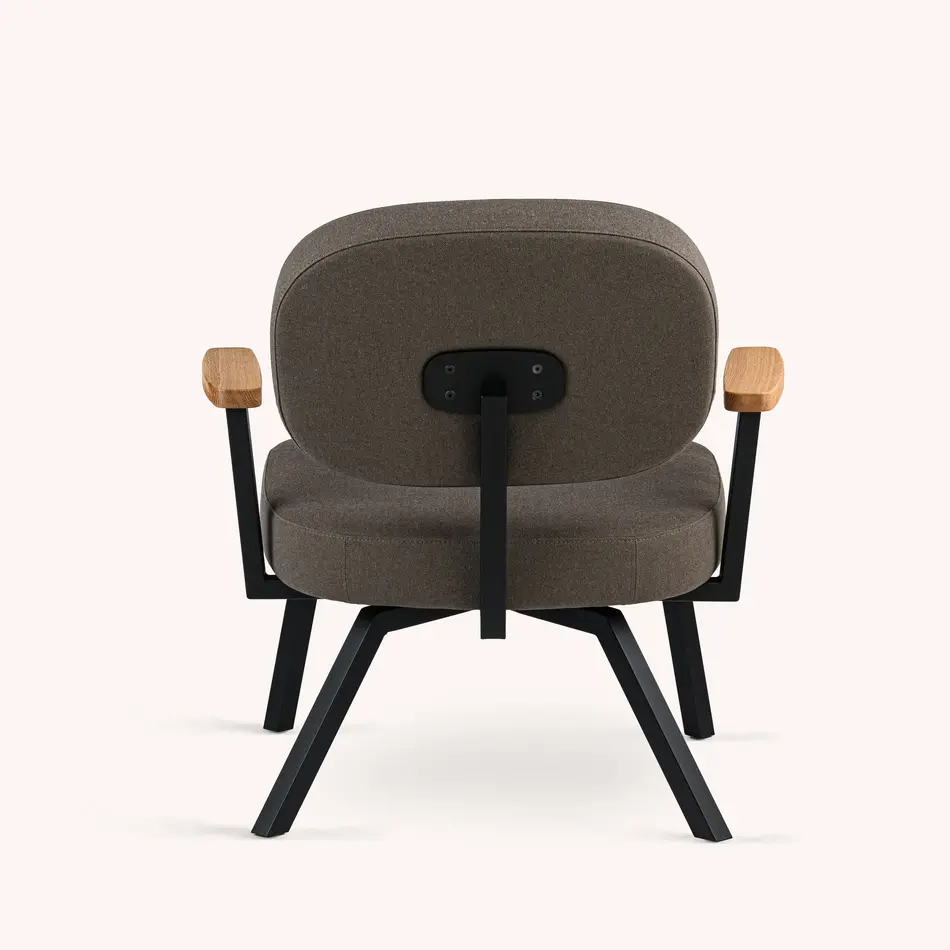 MK Armchair With Oak Arm Fabric Olbia Forest 162 Frame Black (RAL 9005)