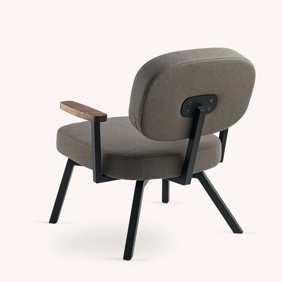 MK Armchair With Walnut Arm Fabric Olbia Forest 162 Frame Black (RAL 9005)