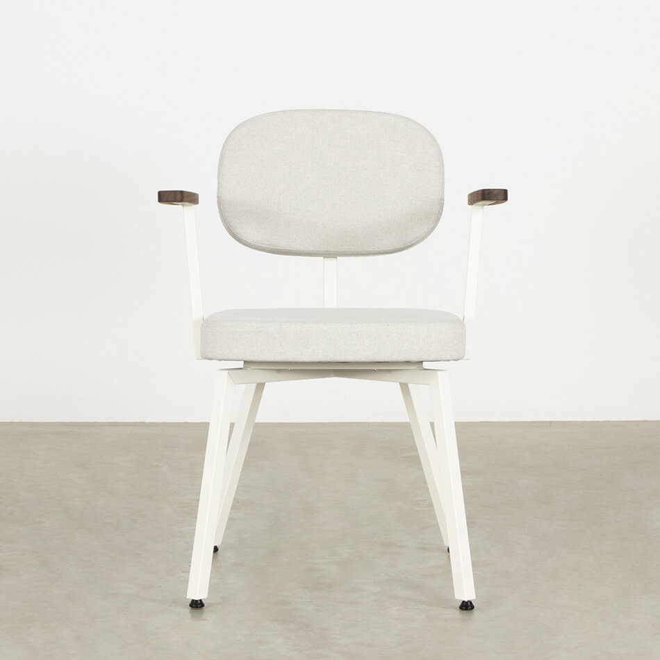 MK Chair With Arm Fabric Olbia Natural 01 / Frame White (RAL 9010)