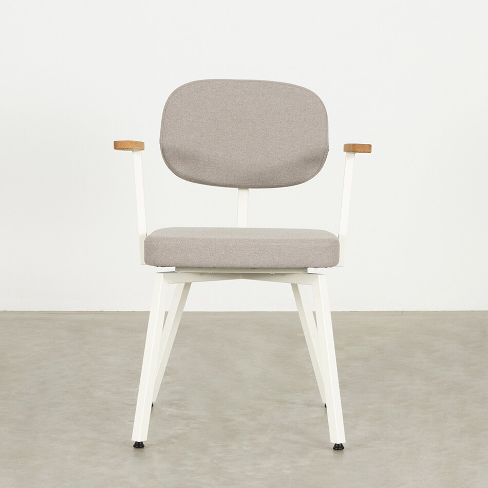 MK Chair With Arm Fabric Olbia Stone 181 / Frame White (RAL 9010)