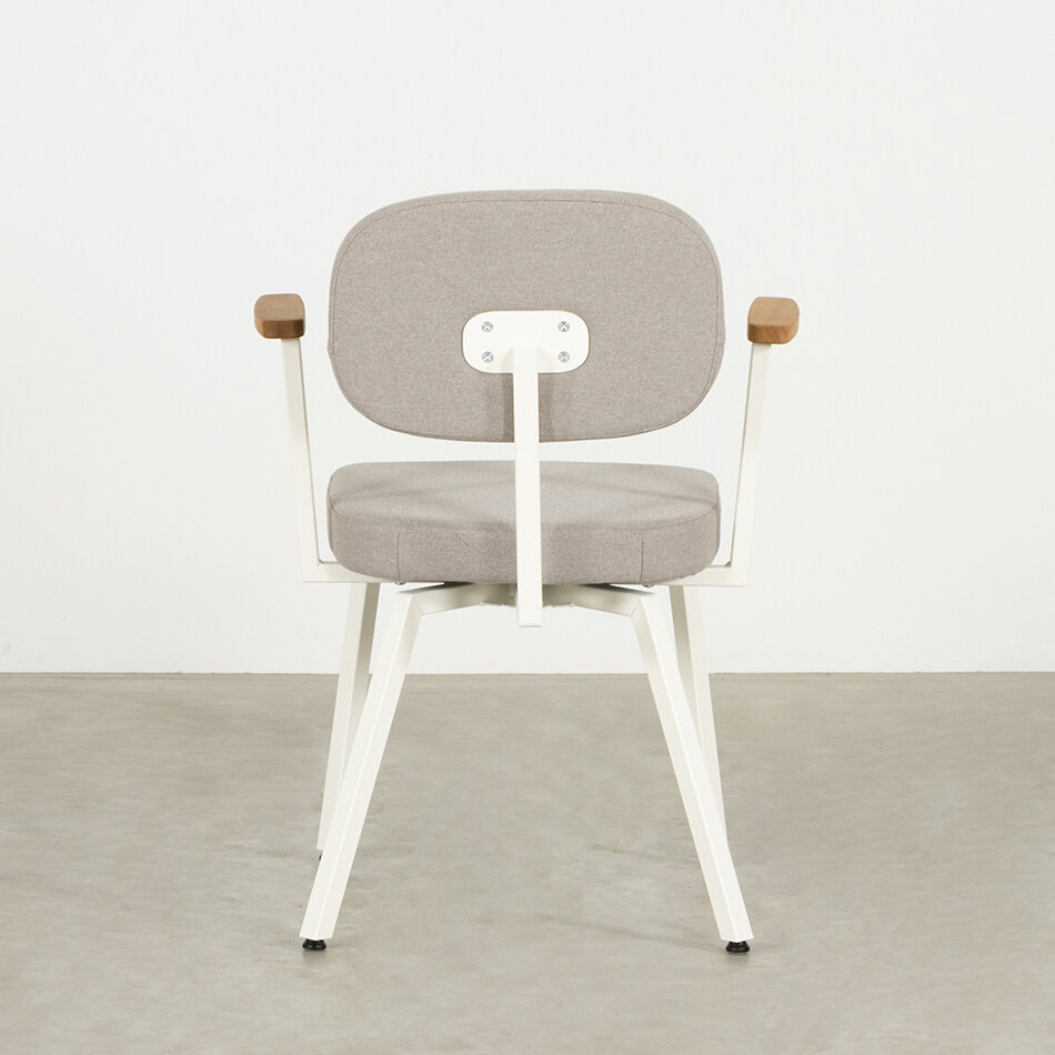 MK Chair With Arm Fabric Olbia Stone 181 / Frame White (RAL 9010)