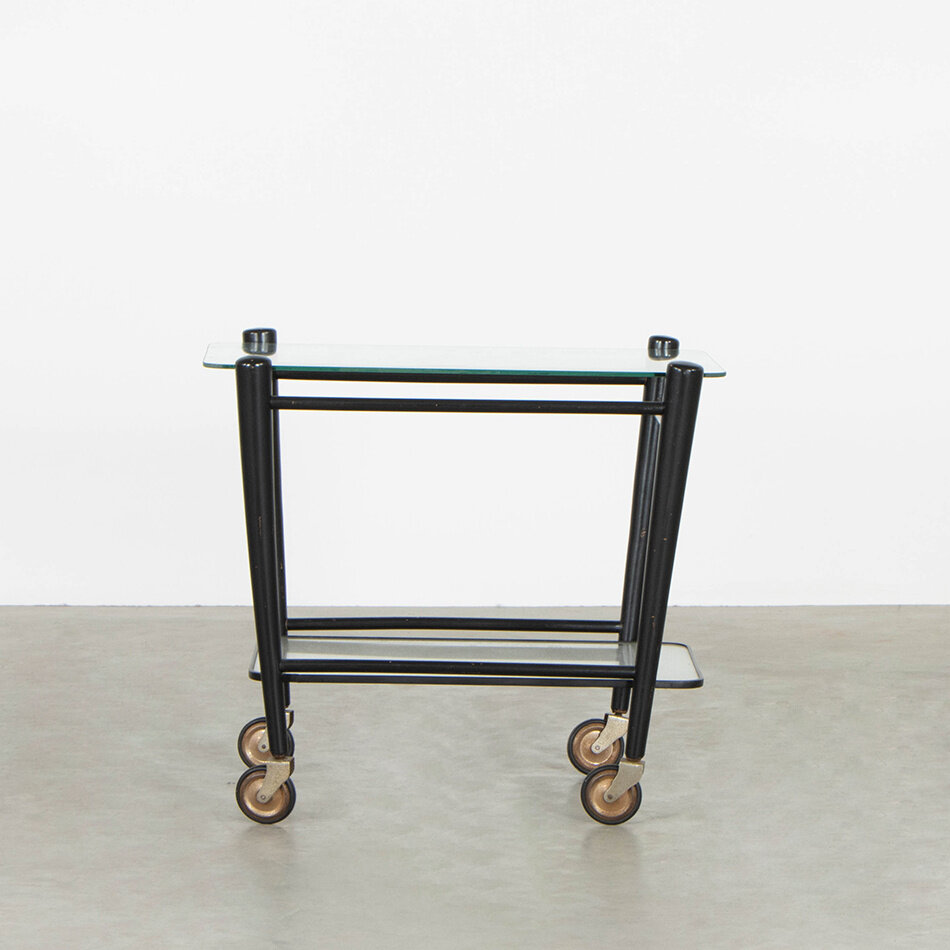 Cees Braakman trolley zwart hout en glas Pastoe