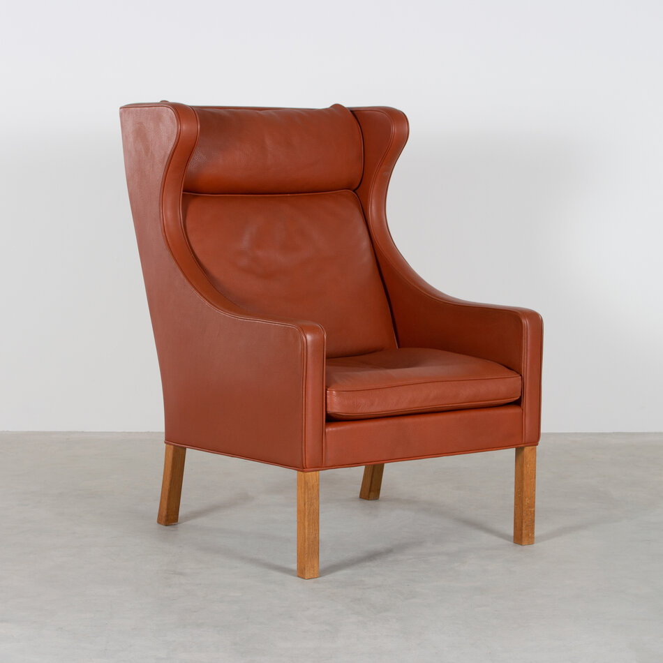 Børge Mogensen Wing Chair Model 2204 Cognac Leather