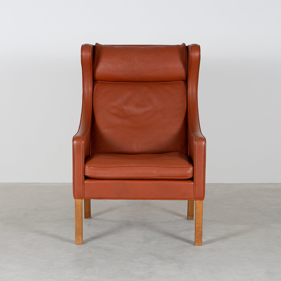 Børge Mogensen Wing Chair Model 2204 Cognac Leather