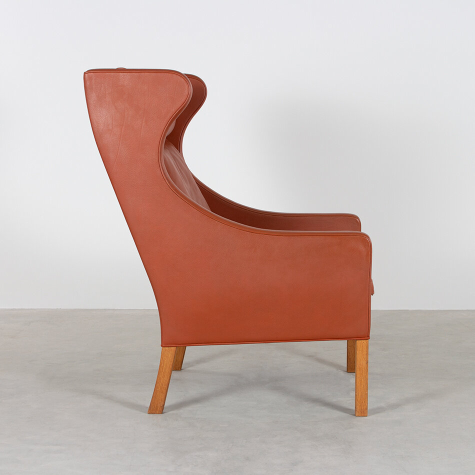 Børge Mogensen Wing Chair Model 2204 Cognac Leather