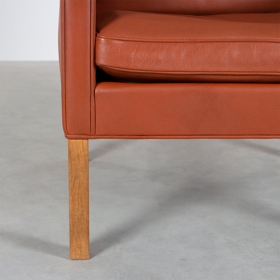 Børge Mogensen Wing Chair Model 2204 Cognac Leather