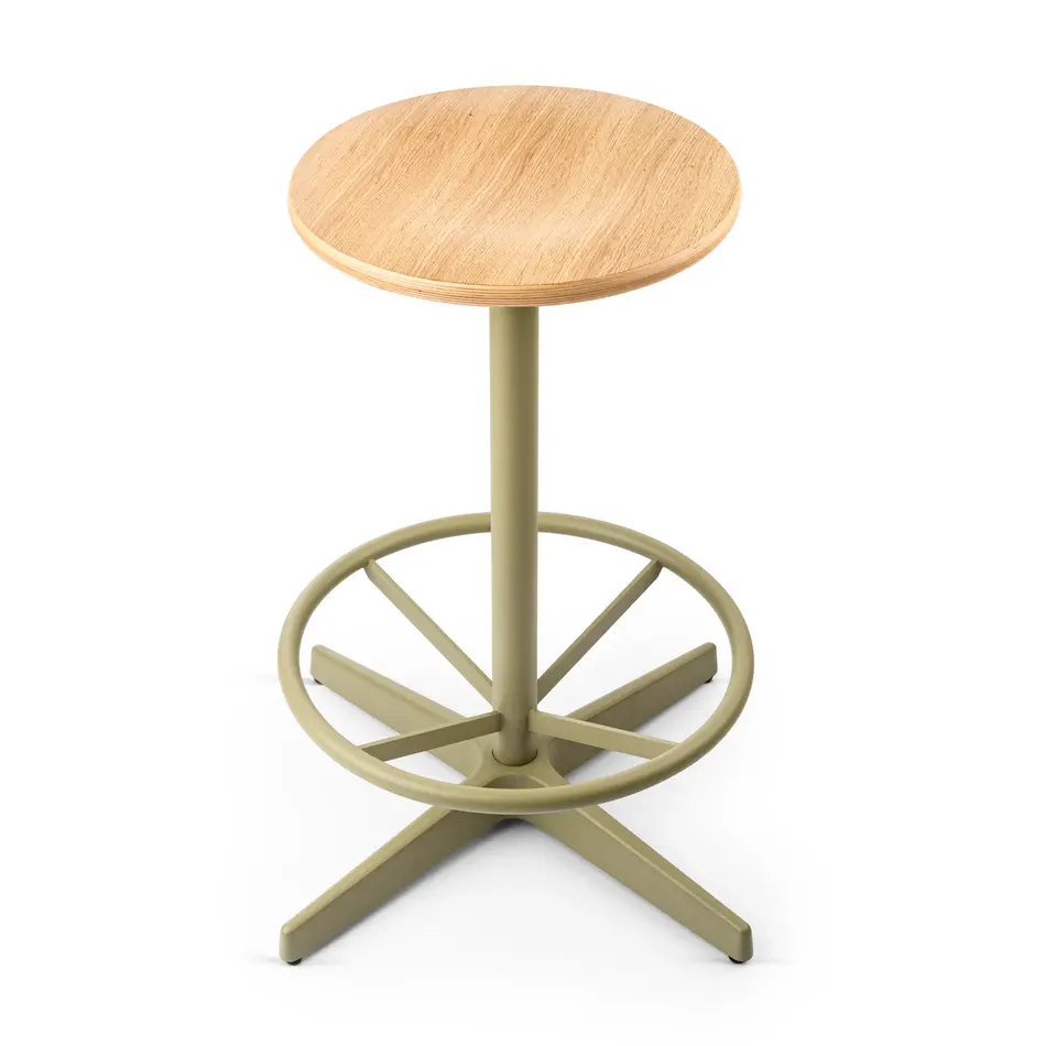 Jops Industrial Counter Barstool Yellow Grey (RAL 7034) / Oak Seat