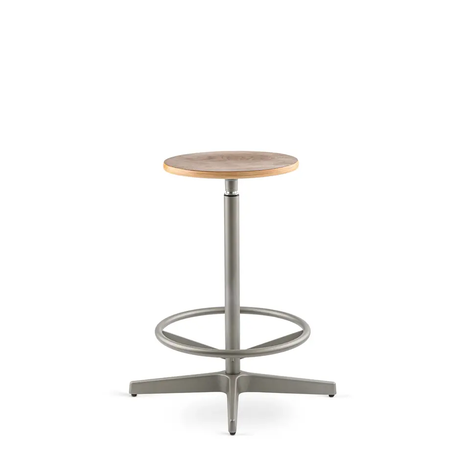 Jops Industrial Counter Barstool Pearl Mousegrey (RAL 7048) / Walnut Seat