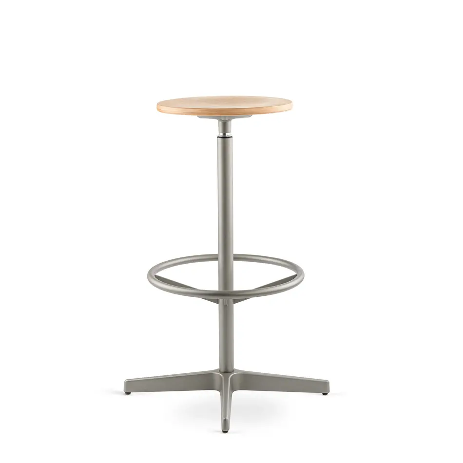 Jops Industrial Bar Stool Pearl Mousegrey (RAL 7048) / Oak Seat