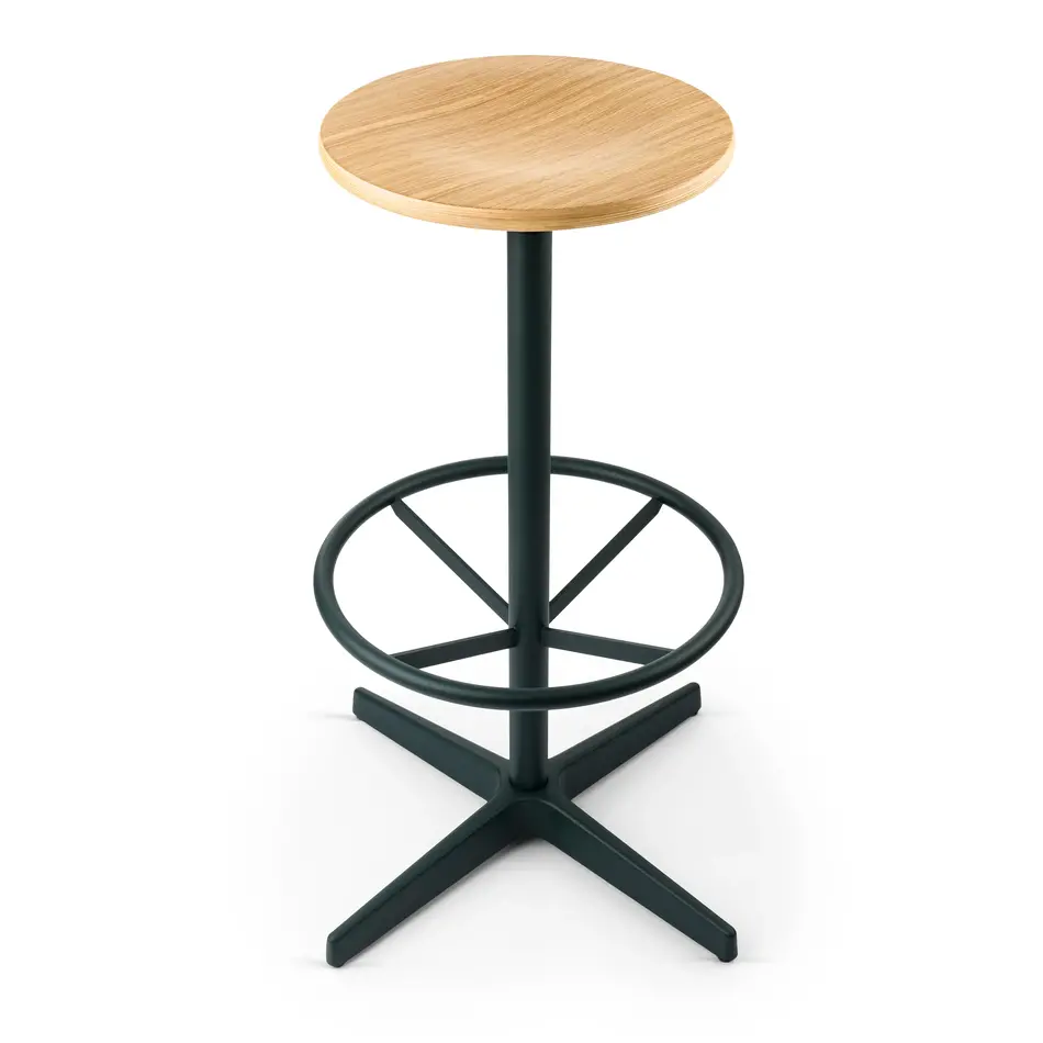 Jops Industrial Bar Stool Black Green (RAL 6012) / Oak Seat