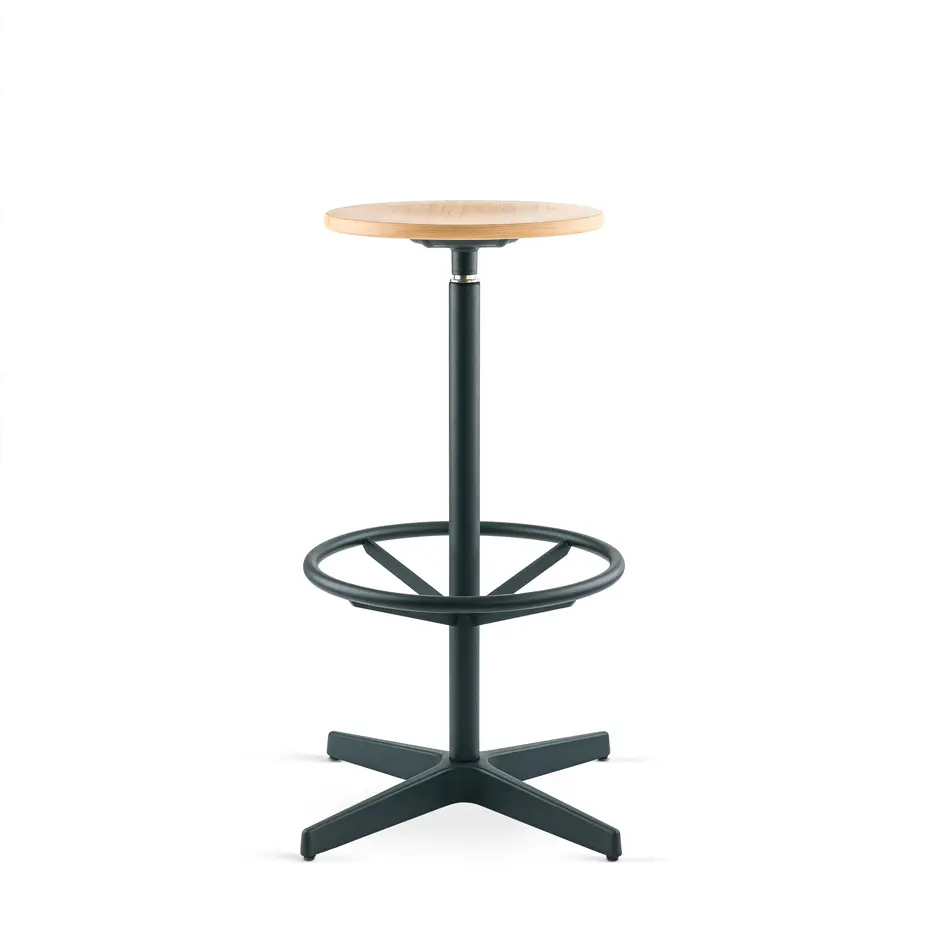 Jops Industrial Bar Stool Black Green (RAL 6012) / Oak Seat