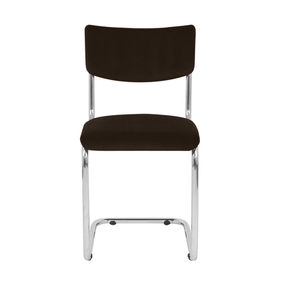 The Purmer tubular frame stool without armrests Manchester rib fabric 11 Brown.