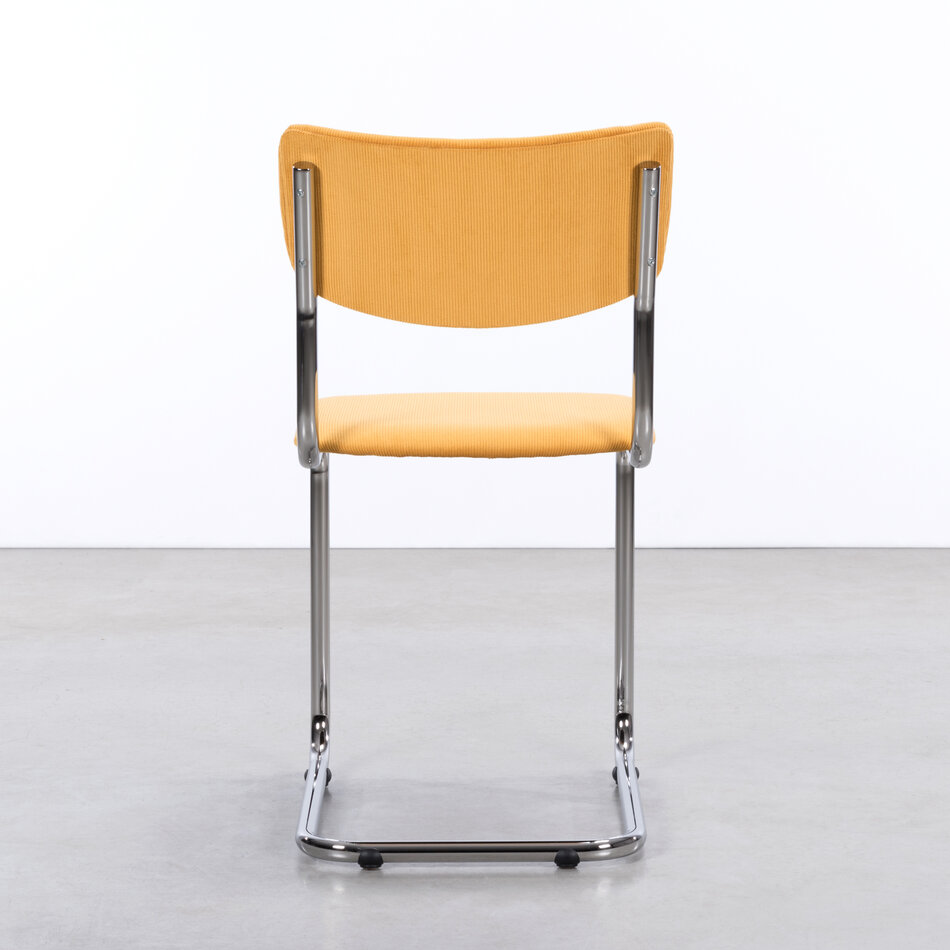 The Purmer tubular frame stool without armrests Manchester rib fabric 8 Yellow