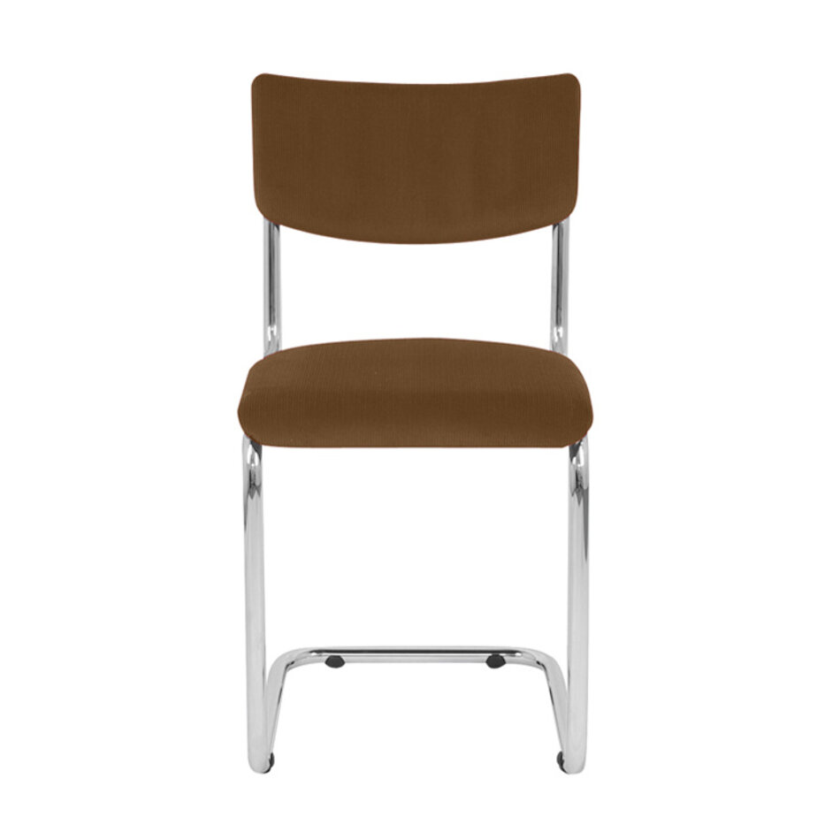 The Purmer tubular frame stool without armrests Manchester rib fabric 55 light brown.