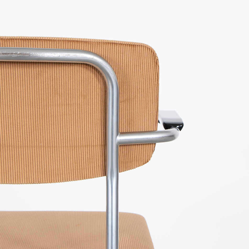 Gispen 1235 chair Cognac Brown rib fabric 1960s