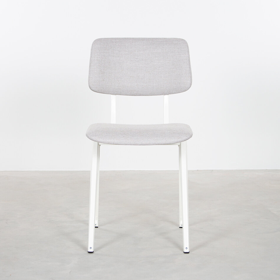 Galvanitas S16 Industrial School Chair White (RAL9010) / Upholstery Piquet Ash Grey 40