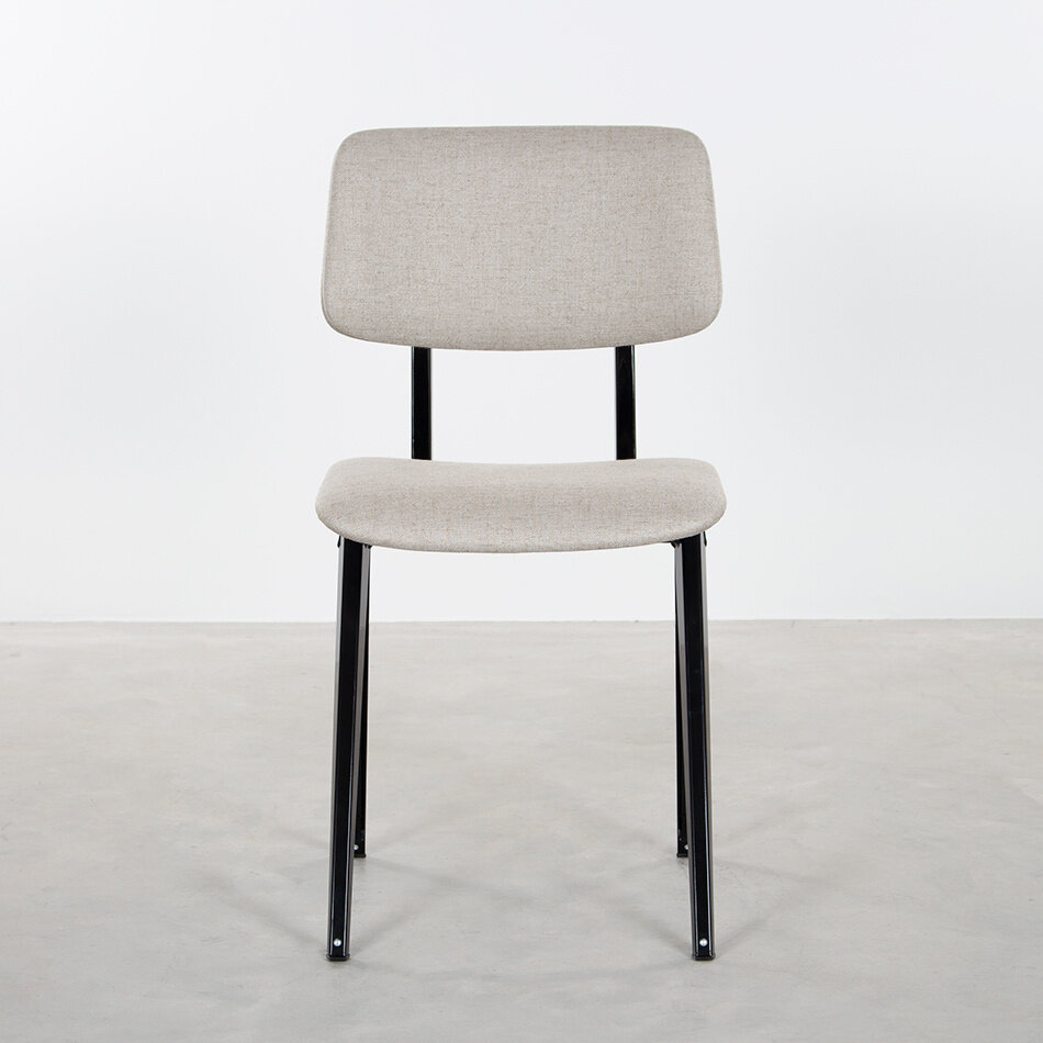 Galvanitas S16 Industrial School Chair Black (RAL9005) / Upholstery Piquet Clay 84