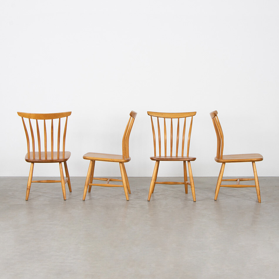 Set van 4 Bengt Akerblom & Gunnar Eklöf stoelen hout