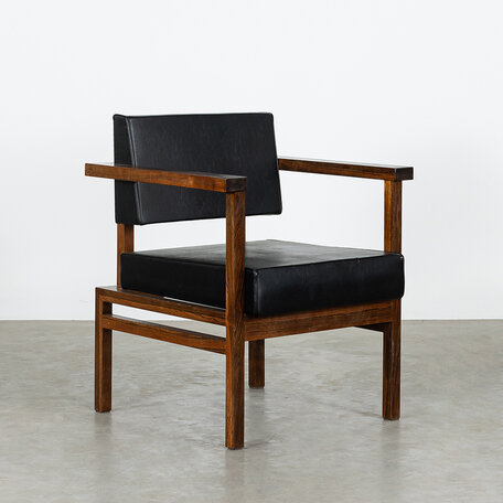 Wim den Boon Executive Chair zwart met hout jaren 60