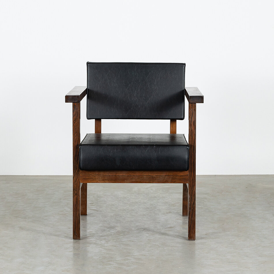 Wim den Boon Executive Chair zwart met hout jaren '60