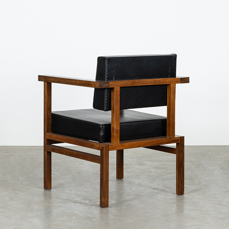 Wim den Boon Executive Chair zwart met hout jaren '60