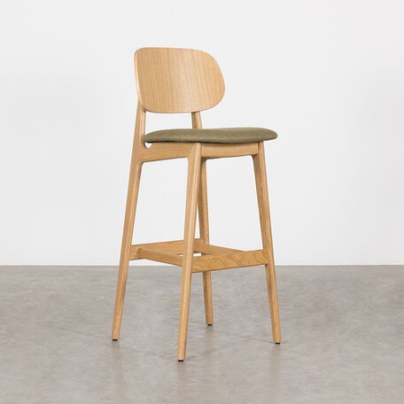 Sinni Bar Stool Oak / Seat Piquet Khaki 51