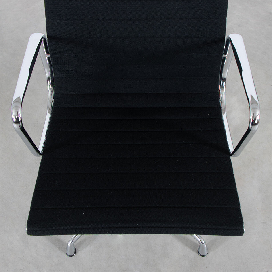 Eames EA107 Office Chair Black Hopsak Chrome Frame Vitra