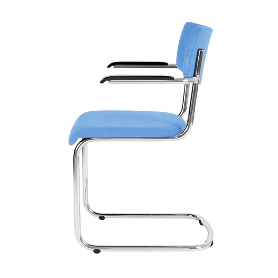 Tubax Elsene tubular frame chair with armrests / Manchester rib fabric 32 Light Blue