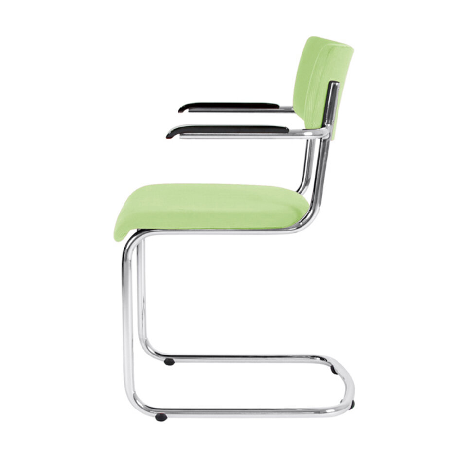 Tubax Elsene tubular frame chair with armrests / Manchester rib fabric 41 light green