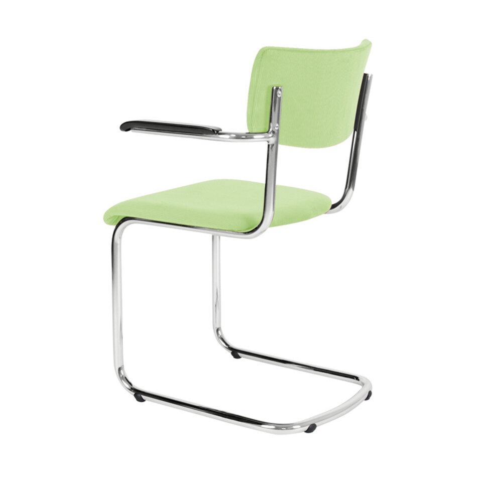 Tubax Elsene tubular frame chair with armrests / Manchester rib fabric 41 light green