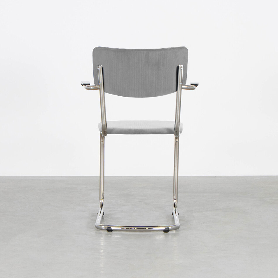 Tubax Elsene tubular frame chair with armrests / Manchester rib fabric 92 Grey