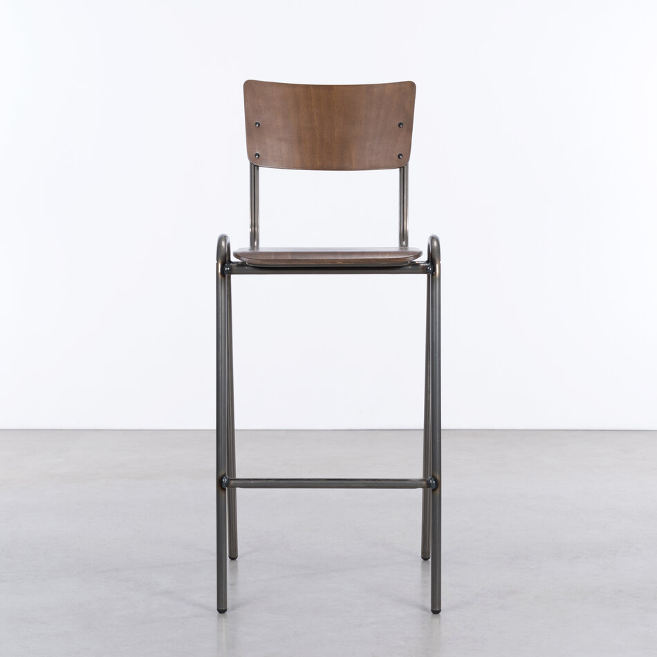 Lizitte Industrial Tubular Bar Chair / Dark-Brown Pickled