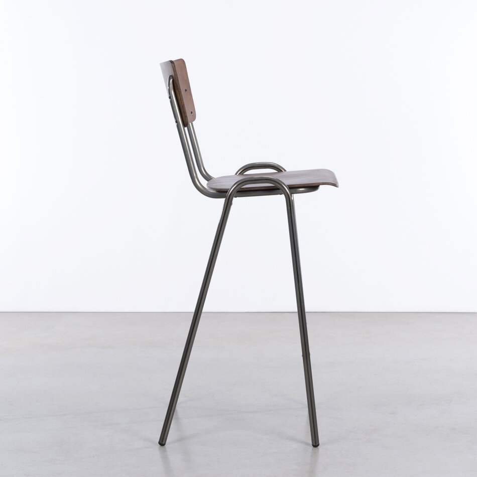 Lizitte Industrial Tubular Bar Chair / Dark-Brown Pickled