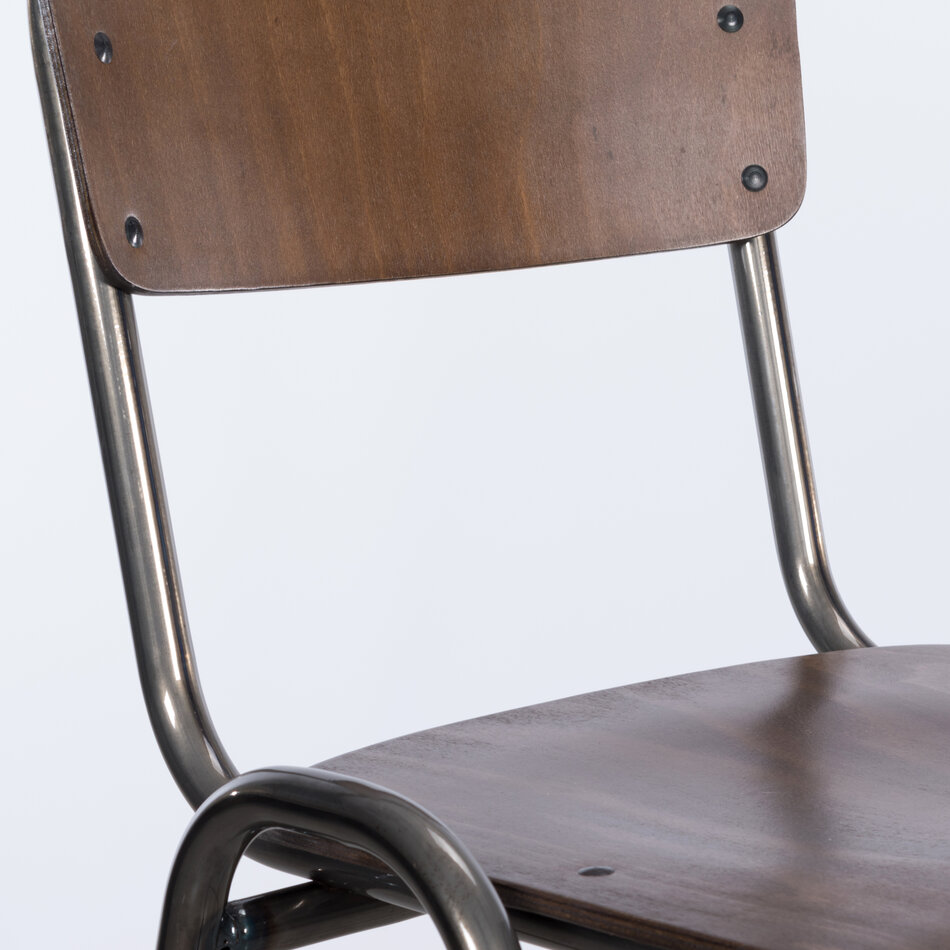 Lizitte Industrial Tubular Bar Chair / Dark-Brown Pickled