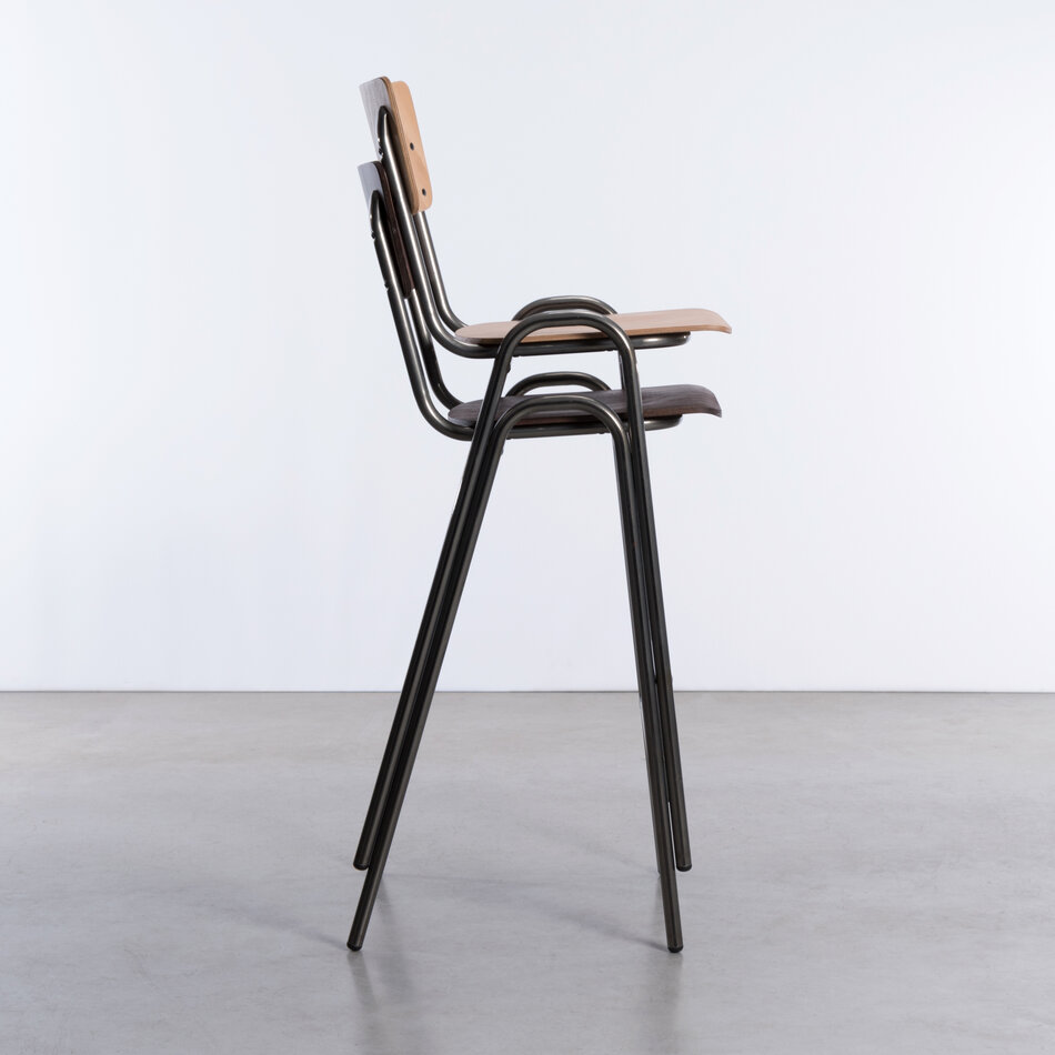 Lizitte Industrial Tubular Bar Chair / Dark-Brown Pickled