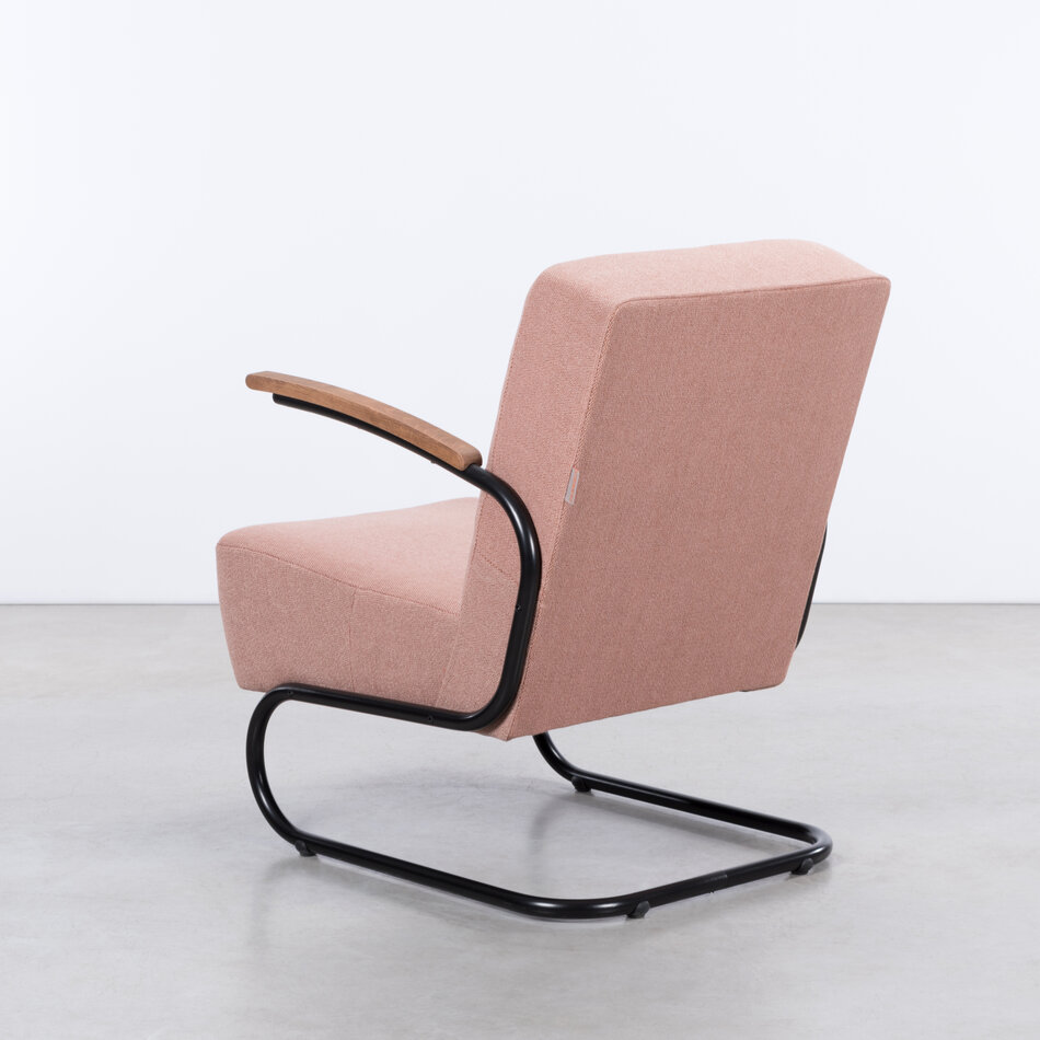 De Zwaan Buisframe Fauteuil Zwart / Prairie Stof 27 Roze