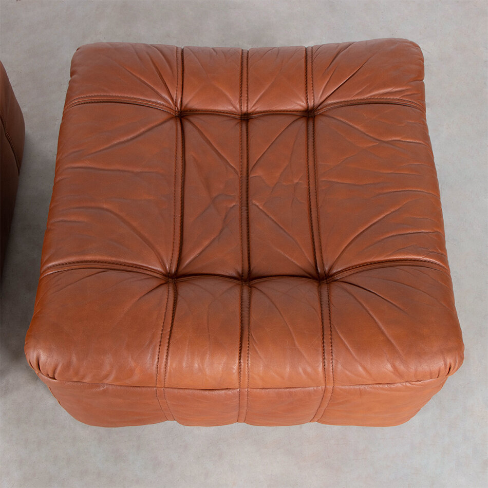 Rolf Benz lounge fauteuil + hocker leer