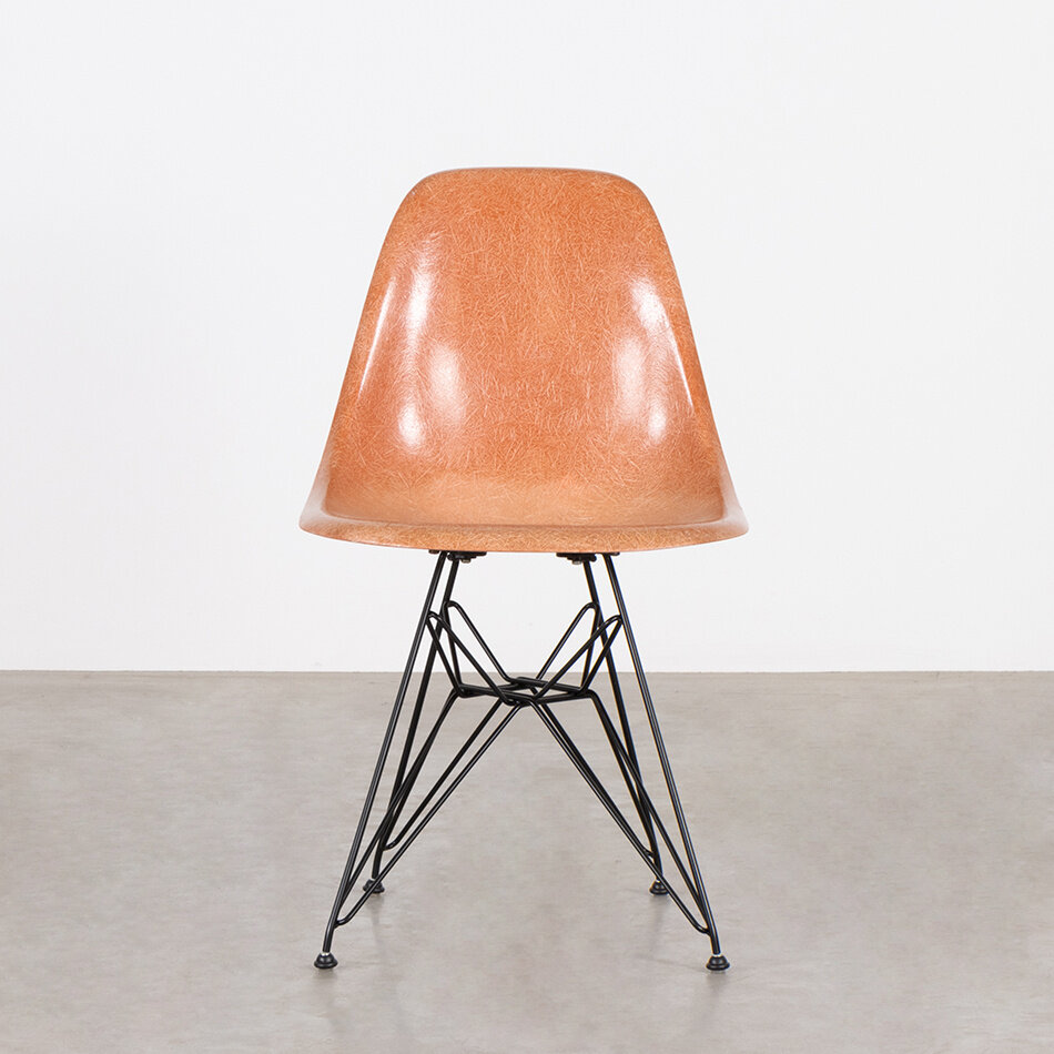 Eames DSR chair orange fiberglass seat Herman Miller