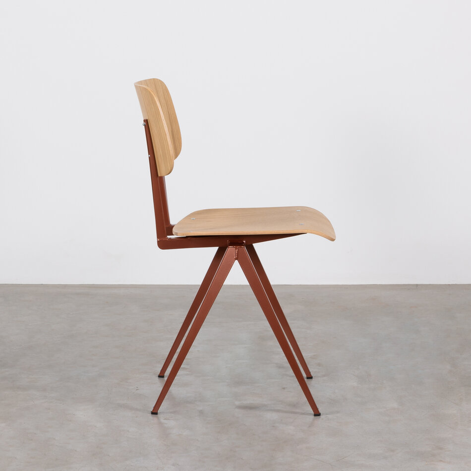 Galvanitas S16 Industrial School Chair Pearl Copper (RAL 8029) / Oak Backrest and Seat
