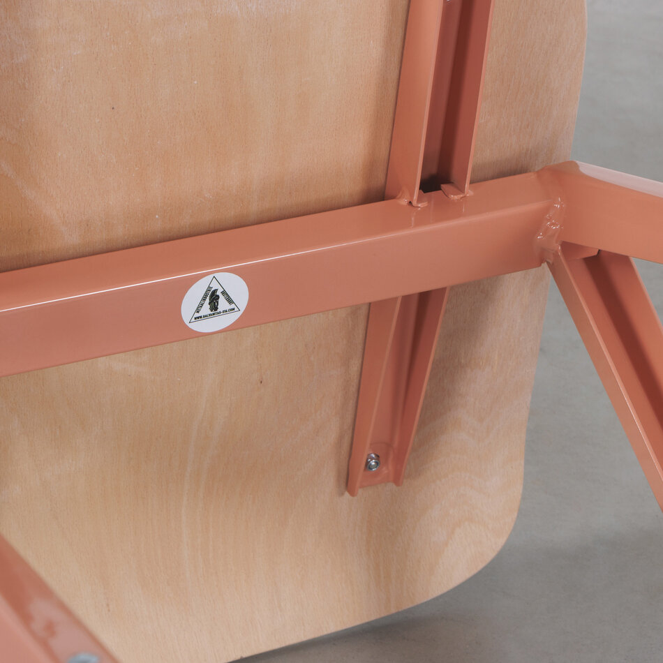 Galvanitas S16 Industrial School Chair Beige Red (RAL 3012) / Walnut Backrest and Seat