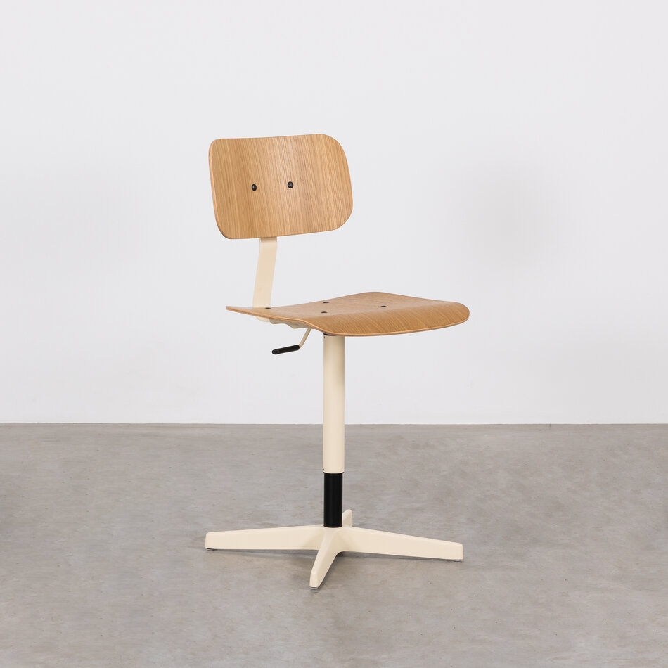 Elon Industrial Work Chair Light Ivory (RAL1015) / Oak