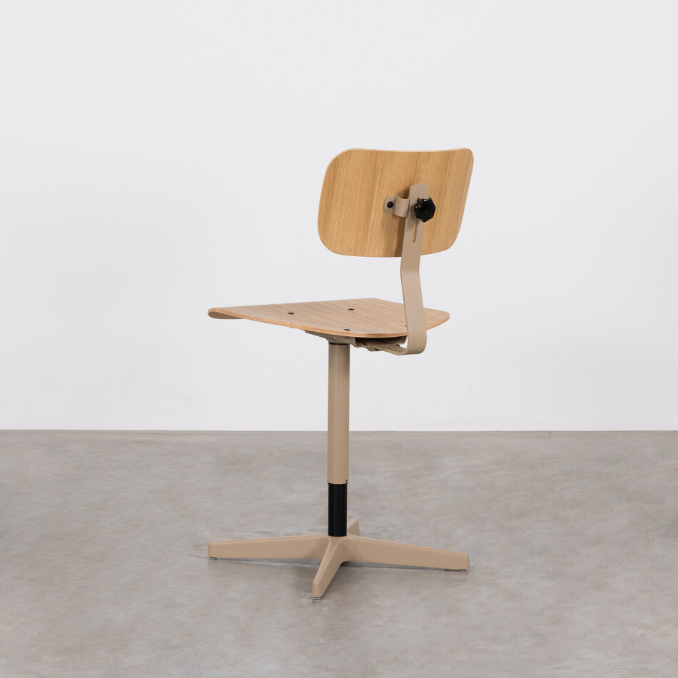 Elon Industrial Work Chair Grey Beige (RAL1019) / Oak