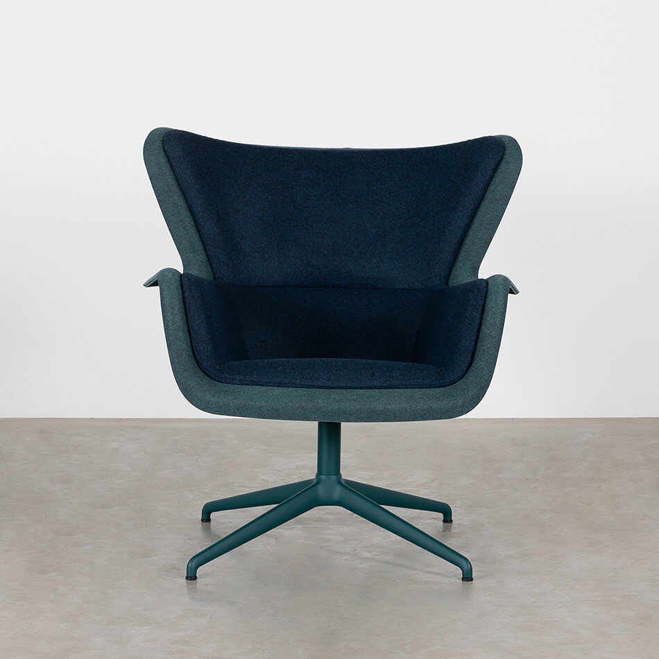 Spettr Draaifauteuil Petrol Stof Wolvilt Blauw met Draaivoet