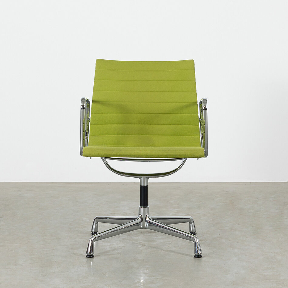 Eames EA108 Chair green hopsak chrome frame Vitra