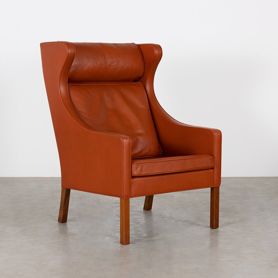 Borge Mogensen Wing chair model 2204 cognac leather (B)