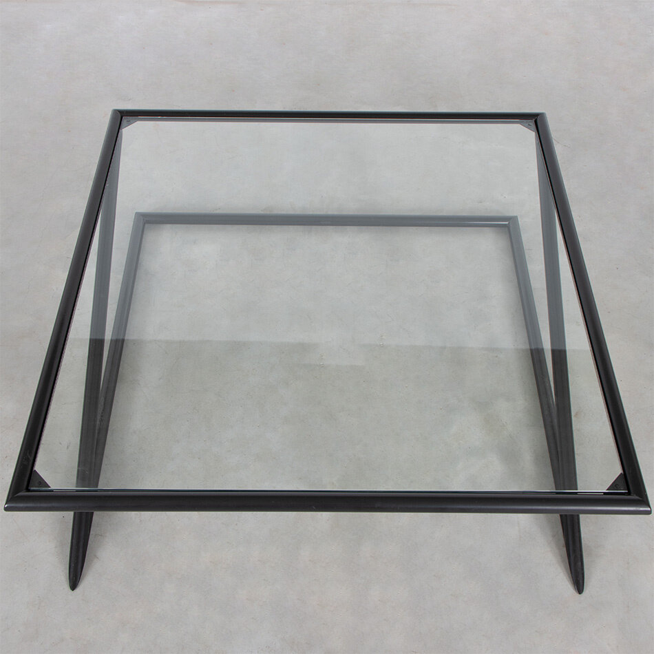 Salontafel glas Z model zwart frame jaren 80